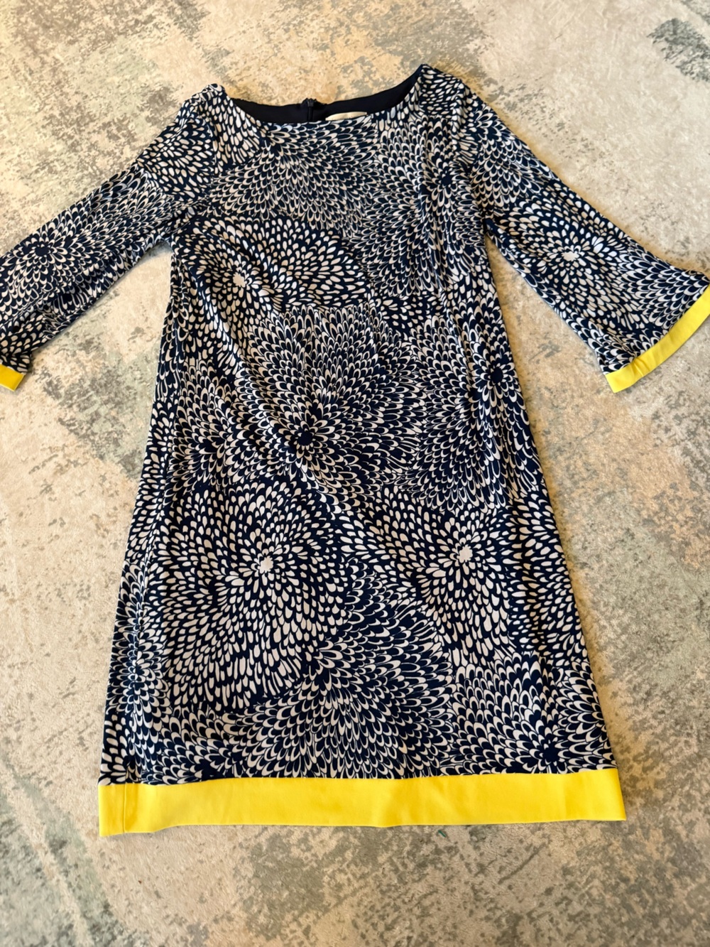 Christopher & Banks Modern Navy/Yellow Patterned Dress, Size 10